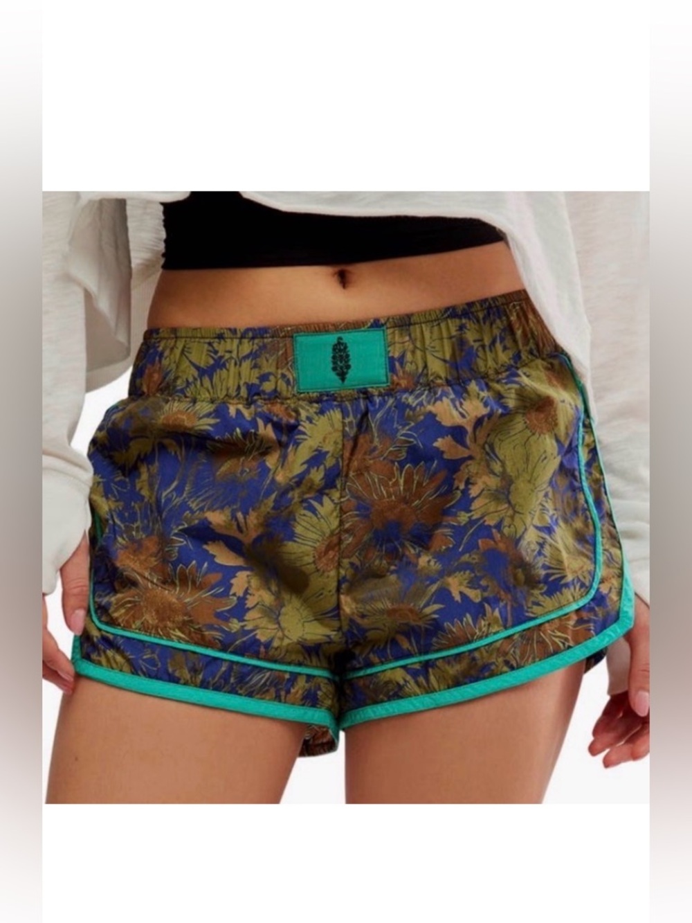 FREE PEOPLE MOVEMENT VARSITY BLUES PRINT ATHLETIC SHORTS - NWT